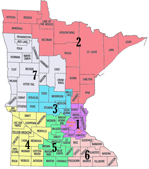 Minnesota map by regions