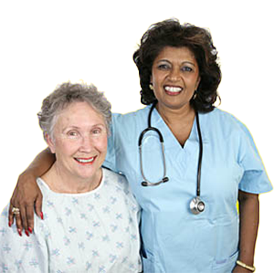 Nursing home patient with nurse