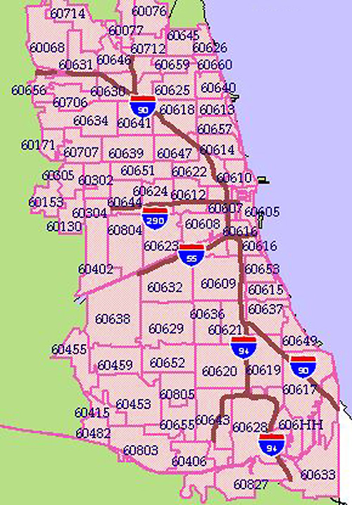 Chicago Zip Map