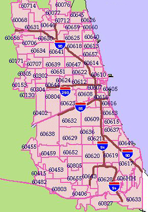 Chicago Il Zip Code Map - Gambaran