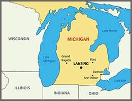stylized map of Michigan